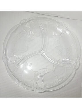 Vintage Victoria & Beale By Sango Serveware 3 Part Glass Platter Forbidden Fruit